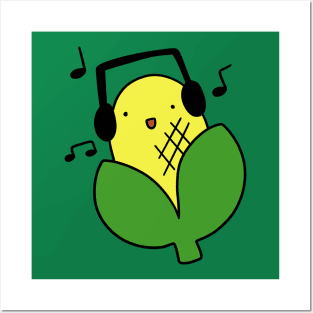 Corn with Headphones Posters and Art